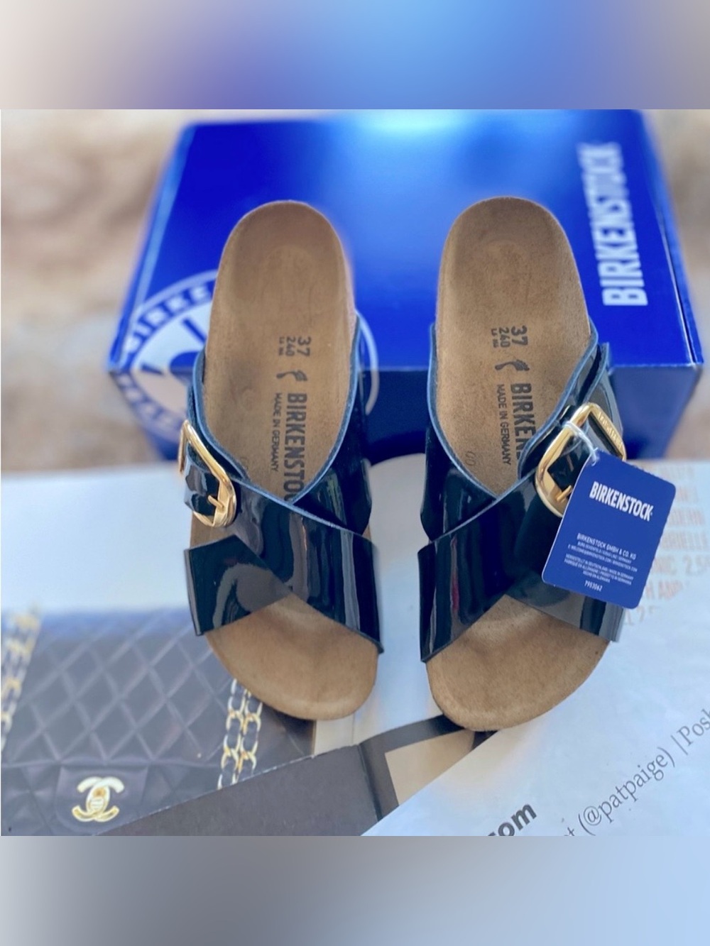 Birkenstock 💅 Siena Big Buckle Black Patent Leather Sandals Slide 38 39 7 8 8.5 - Picture 5 of 12